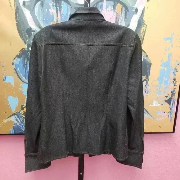 Vertigo Dark Denim Look Button Up Top - Picture 2 of 5